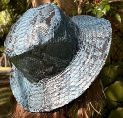 Handmade genuine blue Pythonskin Sun Hat