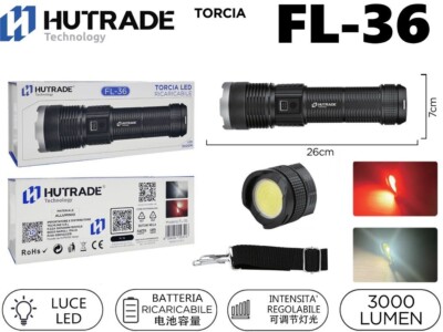 Torcia LED Ricaricabile 3000 Lumen XHP50 | Zoomabile, Impermeabile IPX5, 5 Modalità (Alta/Media/Bassa/Strobe/SOS) | Batteria 4000mAh Inclusa | Per Campeggio, Pesca, Emergenza, Caccia - 2