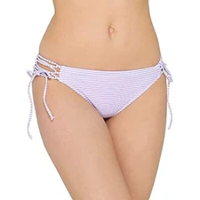 $20 Hula Honey Swimwear Lilac Lace Up Stripe Bikini Bottom Purple Small
