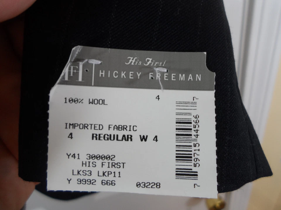 ¡NUEVO CON ETIQUETAS! His First Hickey Freeman Gris Oscuro Traje A Rayas Chaqueta Abrigo Deportivo Talla 4 Foto 3 de 4