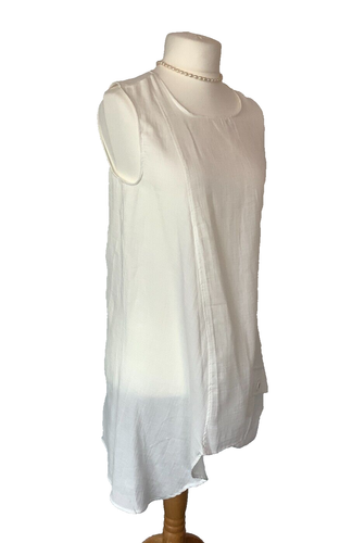 Single Flap Pocket Sleeveless Ivory Tunic Dress Size 8+ NWT - Picture 6 of 9