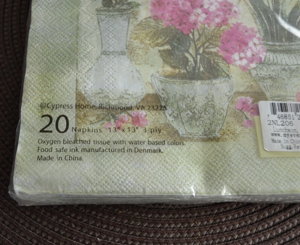 PRIMROSES 20 Servilletas de Papel ALMUERZO NIP 3 CAPAS 13" x13" por Cypress Home Fuera de Stock Foto 3 de 3