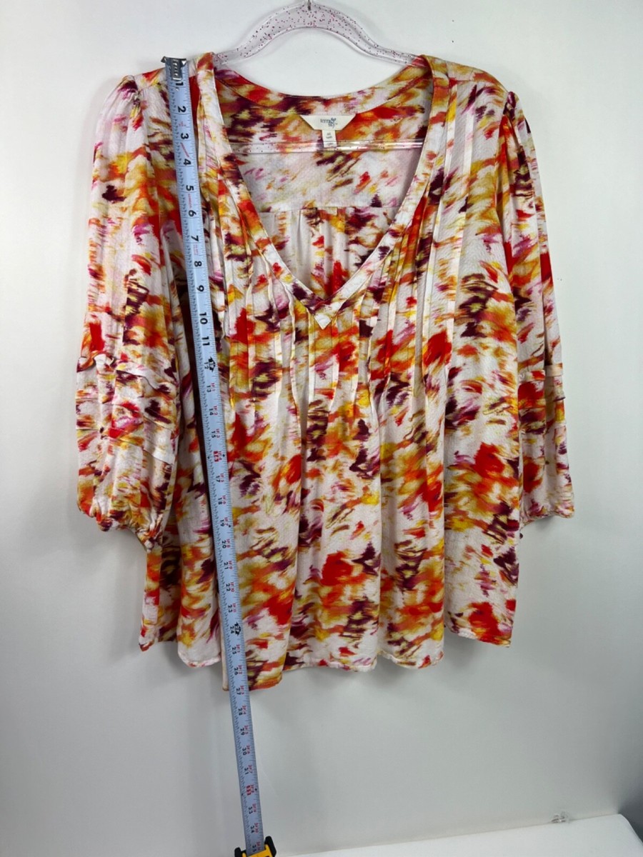 TERRA & SKY Women's 0X 14W Multicolor 3/4 Sleeve 100% Rayon TERRA & SKY Women's 0X 14W Multicolor 3/4 Sleeve 100% Rayon