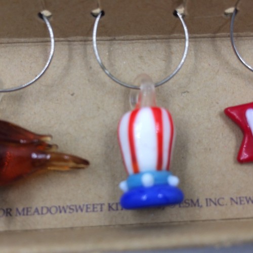 Meadowsweet beverage wine glass markers US symbols patriotic - Picture 6 of 8