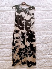 Women's Phase Eight Black & Ivory Fitted Rouched Stretch Lined Dress Size 12 UK