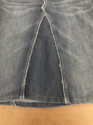 Falda Jean Earl Azul Denim Talla 3 Bolsillos Estrás Falda Jean Cintura 32"" - Imagen 7 de 12
