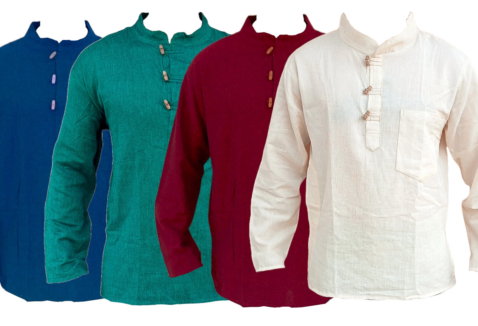 Men's Grandad Kurta Shirt Long Sleeve Collarless Toggle Button Cotton
Opens in a new window or tab