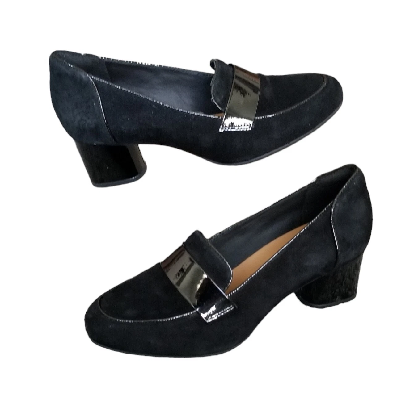 Mocassino donna Clarks Un Cosmo Way nero scamosciato tacco a blocco taglia 7