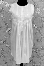 SoieRose 100 Cotton Sleeveless Eyelet Detail Victorian Cotton Nightgown-SR1142