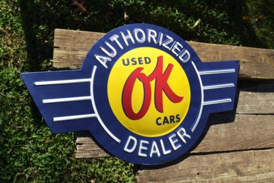 Chevrolet OK Used Cars Embossed Tin Metal Sign - Chevy - Trucks