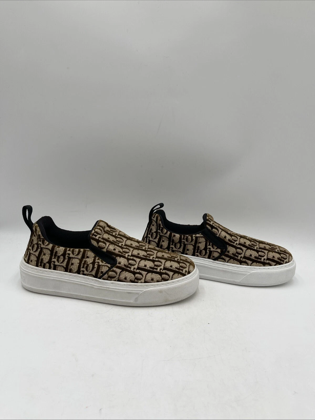 Baskets basses homme Christian Dior SOLAIRE marron tissu oblique à enfiler pointure 36