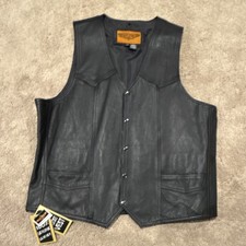Leather Vest w/ Gun Pocket Size 54 by Dream Apparel 100 Genuine Leather Black
