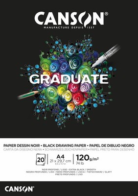 CANSON Studienblock GRADUATE EXTRA BLACK DIN A4 tiefschwarz 20 Blatt