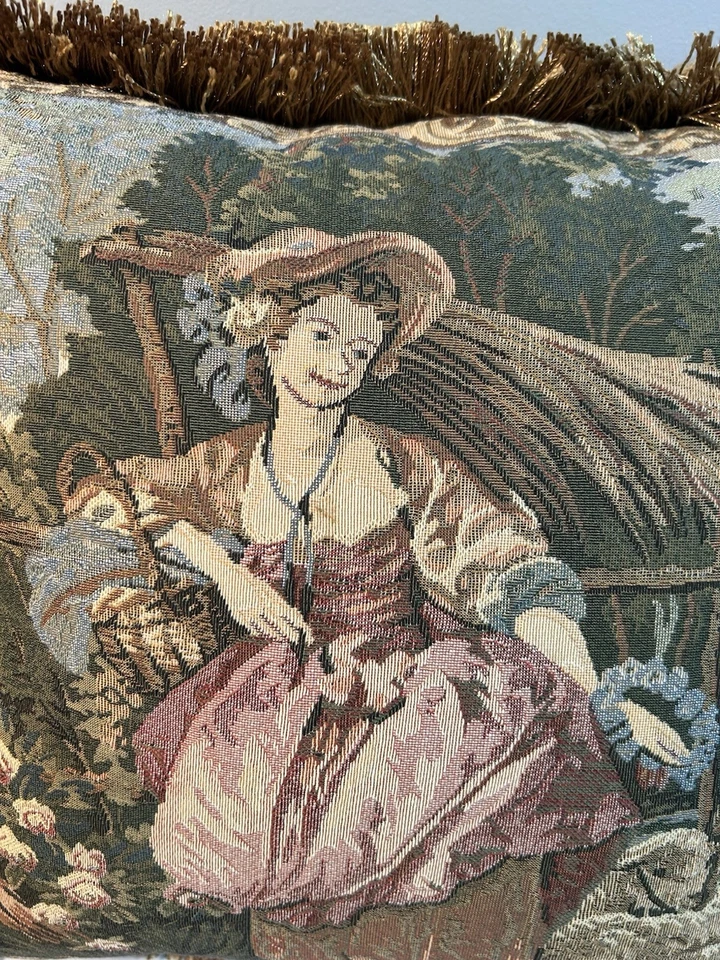 Шерри Клайн французский страны женщина с овец гобелен подушка 18 x 18 - Изображение 2 из 4