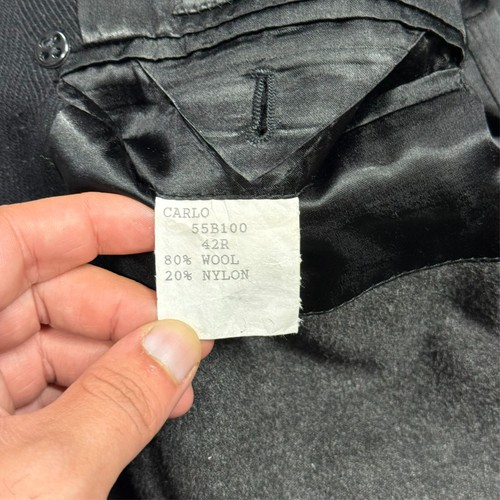 Cardinal of Canada Wool Over Coat Harry Rosen Chevron Black Double Breasted 42R - Picture 9 of 10
