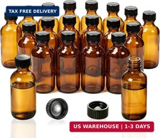 36 Pack 2oz Amber Glass Bottles with Lids, 60ml Boston Bottles with Caps for Per