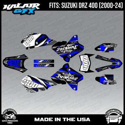 Graphics kit for Suzuki DRZ400 SM, S and E (2000-2024) Rugged Series - Blue