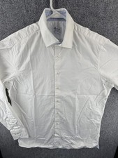 Stenstroms Cotton Twofold Super 16 Fitted Body White Long Sleeve Button Up Shirt