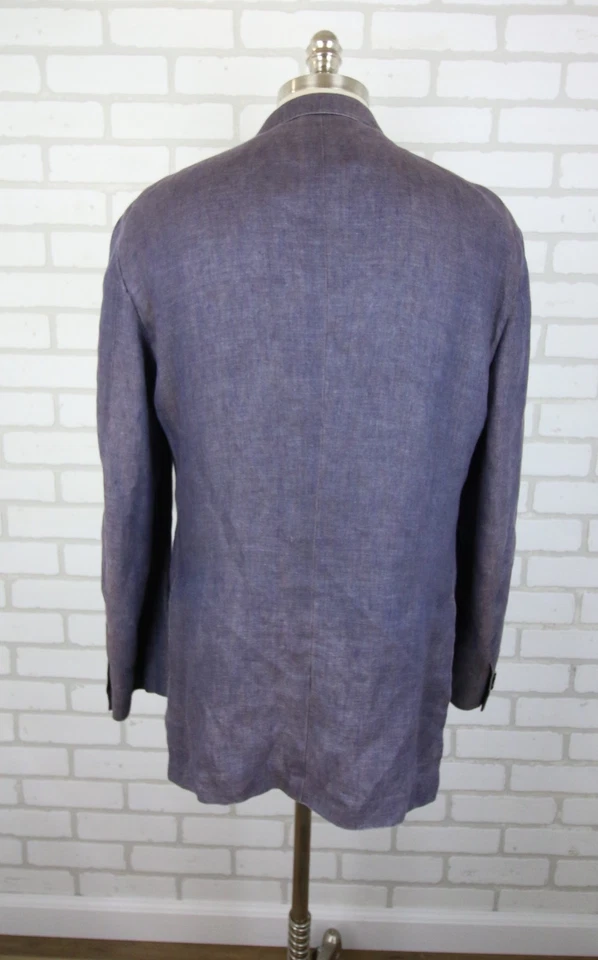 Blazer Abrigo Deportivo Chaqueta Luciano Barbera Suave Púrpura Cambray Lino 44 EE. UU. 54 UE Foto 3 de 4