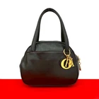 Christian Dior Logo Metal Handbag leather Brown 20089