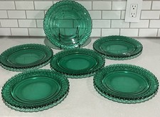 Vintage Mid-Century Indiana Glass Christmas Candy Teal 9-3/8
