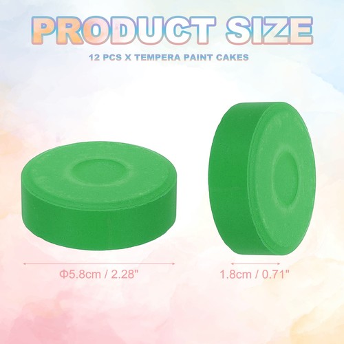 12 Pcs Washable Tempera, 2.3"x0.7" Large Tempera Paint Cakes, Green - Imagen 2 de 6