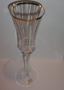 Mikasa Jamestown Fluted Champagne Clear Crystal w 22K Gold Rim 9.25”
