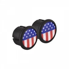 Velox Push-In Handlebar Plugs with 3D Domed USA Flag & Vintage Pin-Up Design