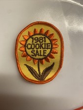 Vintage 1981 Girl Scouts Cookie Sale Flower Cloth Patch NOS New