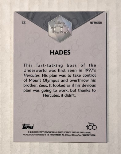 2023 Topps Chrome Disney 100 Hades #22 Hercules - Picture 2 of 2