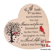 Heart Shaped Memorial Garden Stones, 10 inches Sympathy Garden Yellow Tree