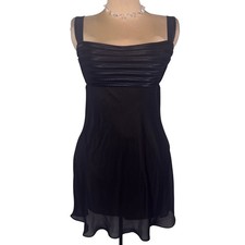 Jones New York Black Sheer Overlay Ruched Bodice Party Dress Womens Large
