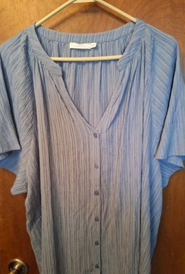 LUSH Light Purple U Neck Button  Blouse Slinky Drape Size L