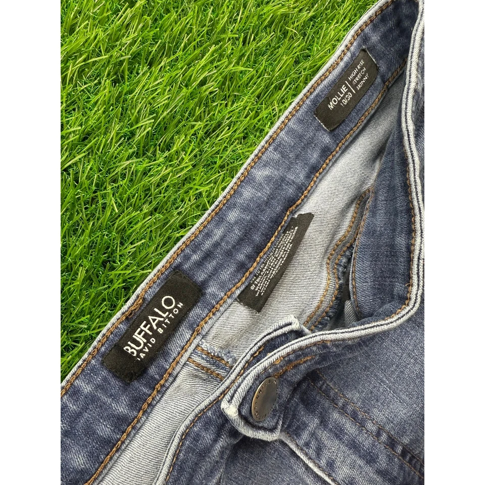 Pantalones de mezclilla ajustados de tiro alto Buffalo David Bitton Mollie para mujer talla 10/30 azul elástico Foto 2 de 4