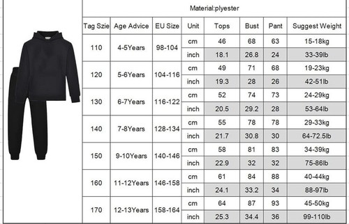 amropi Boys/Girl Tracksuit Pullover Hoodie Jogging Pants Set 2 Sweatsuit Sz11/12 - Picture 4 of 4