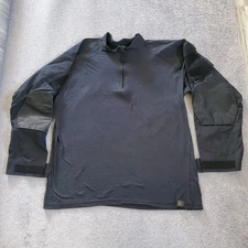Tru Spec Combat Shirt 2XL XXL Black 1/4 Zip Tactical Baselayer Cordura Ripstop