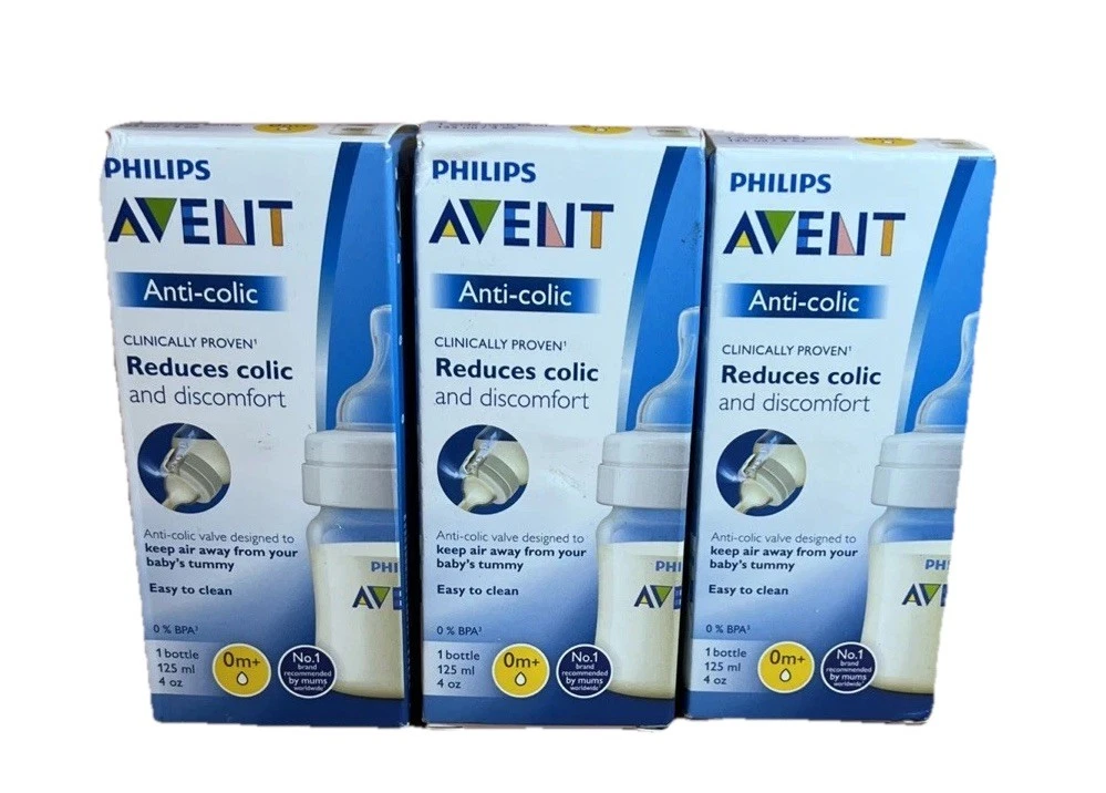3 x PHILIPS AVENT Baby Bottle 0m+ Air Free, Newborn Slow Flow Anti Colic, 125ml