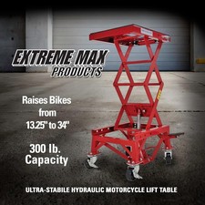 300lb Hydraulic Motorcycle Lift Table Heavy Duty ATV Bike Scissor Jack Wheels