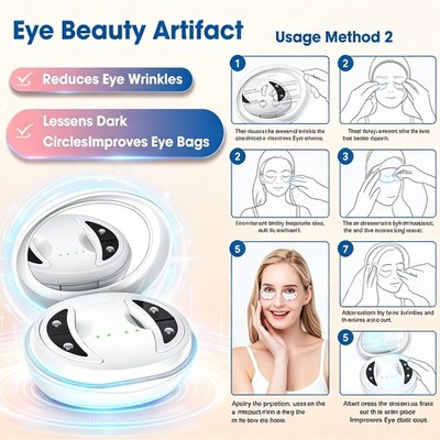 Red Light Therapy Eye Mask EMS Microcurrent,Portable Under-Eye Patches Massager