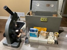 Vintage Ernst Leitz Wetzlar Germany Microscope, Case, Slides and More SEE PICS 