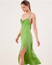 Reformation Margarita Dress 100% Silk Opal Green  Sleeveless Sz 0 NWT