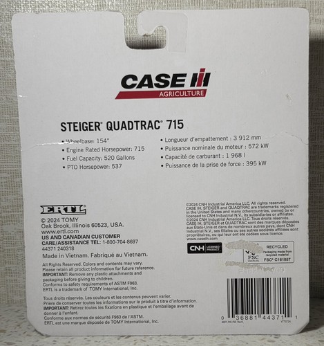 Trattore 1/64 Case IH Steiger 715 Quadtrac 44371 ZFN44371 ERTL metallo pressofuso - Foto 8 di 10