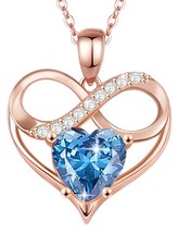 Rose Gold Heart Pendant Necklaces Infinity Heart Birthstone Necklace For Wome...