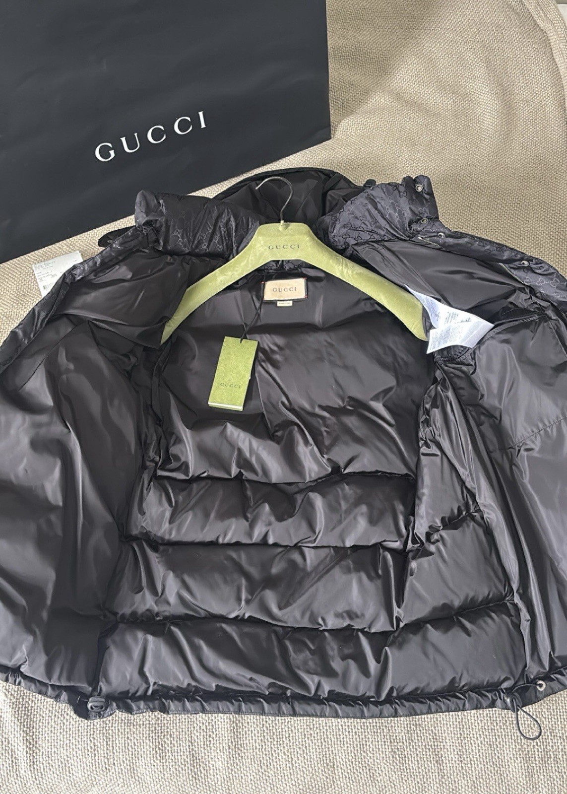 GucciMen's GG Nylon Jacquard Web Long Sleeve Short Puffer Jacket image 6