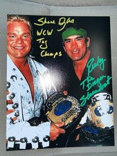 SIGNED RICKY STEAMBOAT and SHANE DOUGLAS PHOTO! WCW TAG CHAMPS! WRESTLING! WWF!