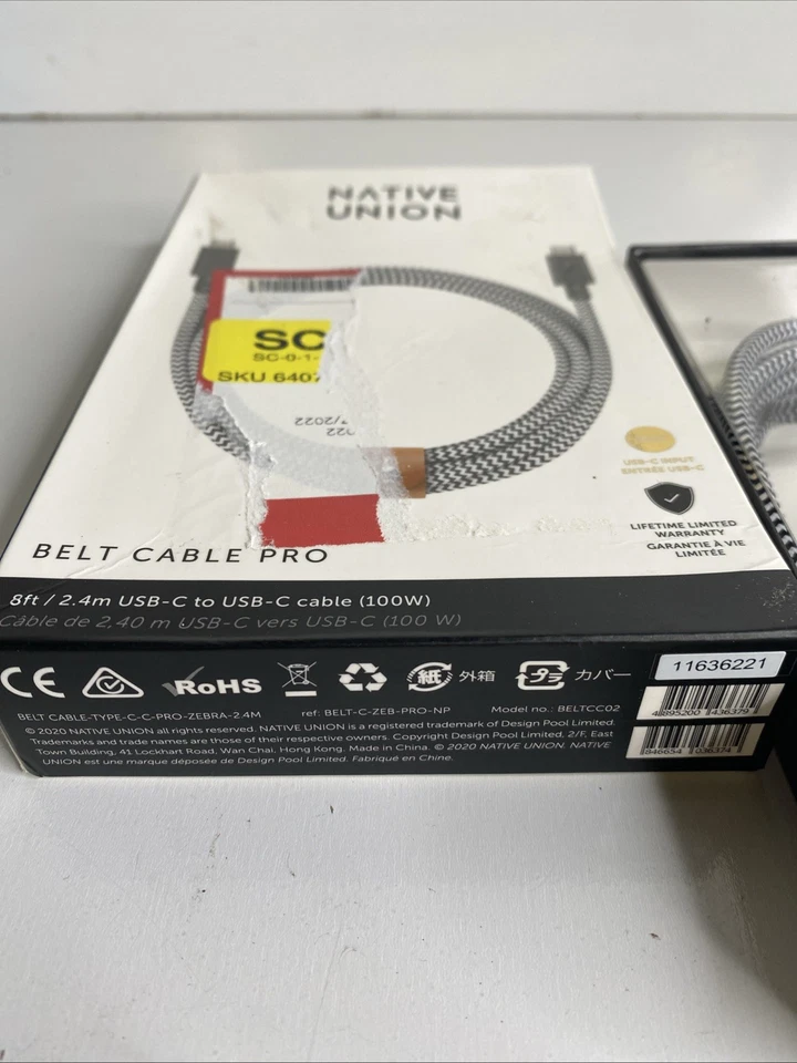 Native Union Fast Charging USB-C To USB-C Cable For Apple Samsung Google - Zebra - Image 4 of 4