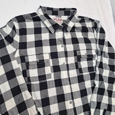 Old Navy Womens Black and White Checkered Button Down Shirt Size Large