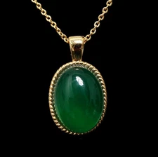 Jadeite Jade Gold Plated Women Wife Necklace Fashion Jewelry Gift Box HB403