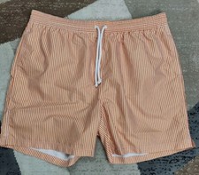 Tailorbyrd Mens Orange White Mesh Lined Drawstring Swim Trunk Size XL