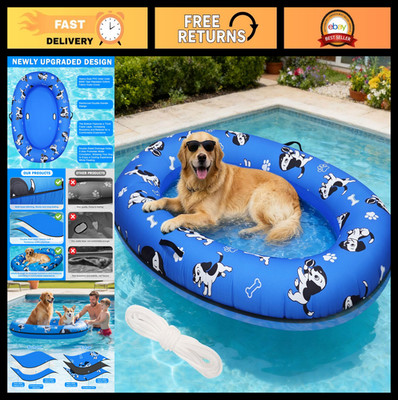 Heavy Duty Dog Pool Float Raft 61''x43'' with Handle & Rope - Inflatable Pet Float